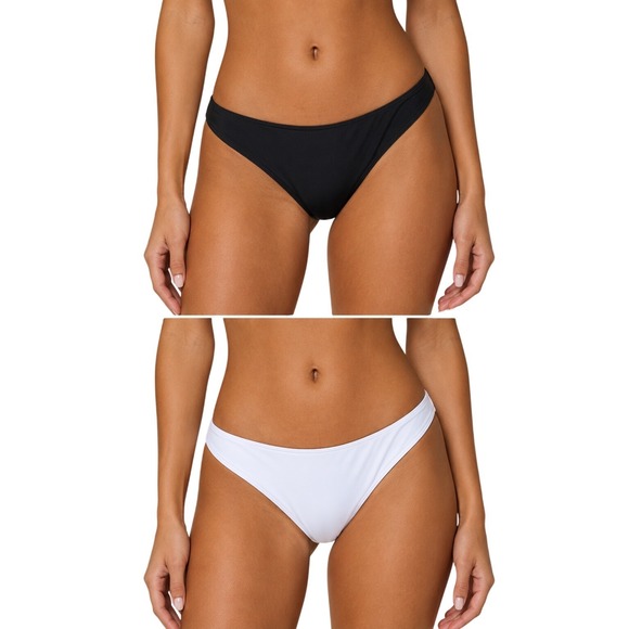 Tempt Me Other - NWT Tempt Me Bikini Bottoms Set Of 2 Moderate Coverage Black White XS
